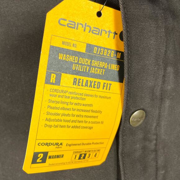 SOLD-Carhartt Washed Duck Sherpa Lined Utility Jacket Brown Coat Relaxed Sz L - Picture 6 of 11